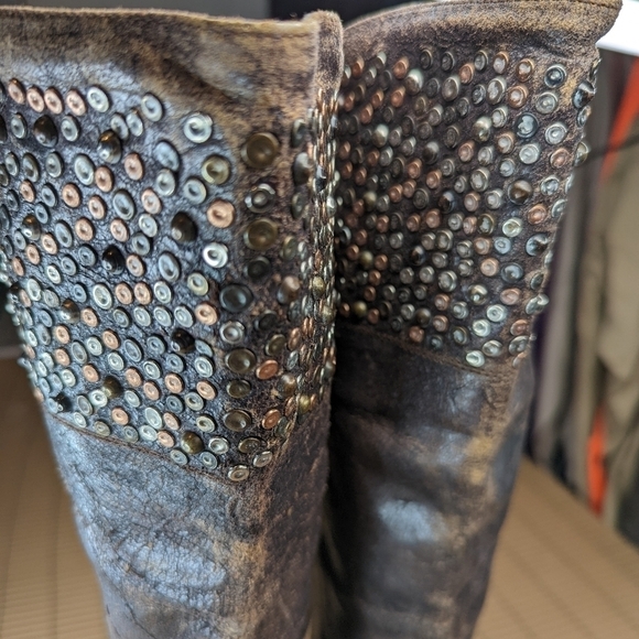 Frye women's sz 7M over the knee 22" tall riding, motorcycle Boho boots. Distres - Picture 6 of 12